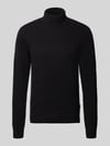 Casual Friday sweter z golfem o kroju slim fit z mieszanka wełny model 'Karl' Antracytowy melanż