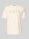 BOSS Green t-shirt o kroju regular fit z czystej bawełny model 'TS_STRUCTURE LOGO 1027473' Złamany biały