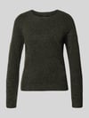 VERO MODA sweter o kroju regular fit z okrągłym dekoltem model 'DOFFY' Ciemnozielony