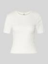 ONLY slim fit T-shirt van katoenmix model 'FEMKE' Wit