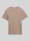 Tom Tailor Regular Fit T-Shirt aus reiner Baumwolle mit Logo-Stitching Taupe