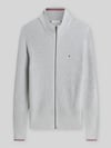 Tommy Hilfiger Regular Fit Strickjacke aus reiner Baumwolle Hellgrau Melange