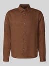 GAP Regular Fit Leinenhemd mit Kentkragen Dunkelbraun