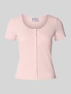 Jake*s Studio Woman Slim Fit T-Shirt mit durchgängiger Knopfleiste Hellrosa