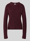 Jake*s Casual Sweter z rozcięciami po bokach z czystej bawełny Śliwkowy