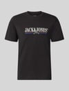 JACK & JONES T-shirt z nadruk z logo model 'FREDERIKSBERG' Czarny