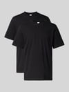 SCHIESSER T-shirt met geribde ronde hals in set van 2 Zwart