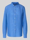 0039 Italy Overhemdblouse van linnen met Kentkraag model 'MIRA' Blauw
