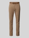Tom Tailor Denim Chinosy o kroju slim fit z paskiem Camel