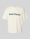 REVIEW T-Shirt mit geripptem Rundhalsausschnitt Ecru