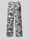 Brax Straight leg linnen broek met verkort model Zwart