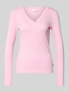 s.Oliver RED LABEL Slim Fit Langarmshirt mit Zierknopfleiste Hellrosa