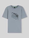 BOSS Green Relaxed Fit T-Shirt aus Baumwoll-Mix Modell 'TS_NETWORK FLAG' Rauchblau