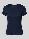 Tommy Jeans T-shirt o kroju slim fit z wyhaftowanym logo Granatowy