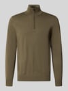 JOOP! COLLECTION Modern Fit Troyer aus reiner Schurwolle Modell 'Dario' Oliv