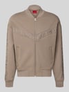 HUGO Oversized Sweatjacke aus Baumwoll-Mix Modell 'DROMZIP' Hellbraun