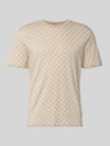 JOOP! COLLECTION t-shirt z wzór z logo i okrągły dekolt Beżowy