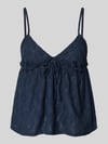 REVIEW Babydoll-top met peplumdetail en opengewerkte borduursels Donkerblauw