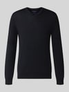 Christian Berg Men Strickpullover aus Woll-Mix mit V-Ausschnitt Black