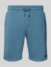 Blend Regular Fit Sweatshorts mit Label-Patch Rauchblau