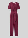 Rinascimento Jumpsuit mit Stoffgürtel Bordeaux