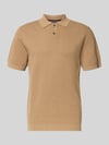 Christian Berg Men Slim fit poloshirt met structuurpatroon Zand