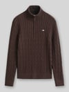 GANT Regular Fit Troyer aus reiner Baumwolle mit Logo-Stitching Dunkelbraun