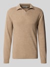 Casual Friday Strickpullover aus Woll-Mix mit Polokragen Modell 'Karl' Camel Melange