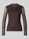 ONLY Slim fit shirt met lange mouwen met all-over motief model 'ERICA' Chocoladebruin gemêleerd
