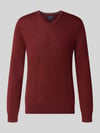 Christian Berg Men Strickpullover aus Woll-Mix mit V-Ausschnitt Bordeaux Melange