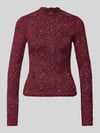 YAS Slim Fit Longsleeve aus floraler Spitze Modell 'Lacey' Bordeaux