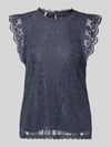 PIECES Shaped Fit Blusentop mit Spitzenbesatz Modell 'OLLINE' Dunkelblau
