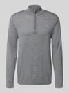 Selected Regular Fit Troyer aus reiner Merinowolle Modell 'TRAY' Mittelgrau Melange