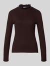 MORE & MORE Slim Fit Longsleeve aus Baumwoll-Mix Dunkelbraun