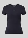 REVIEW slim fit T-shirt met gestikt logo Donkerblauw