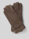 Roeckl Lammfellhandschuh mit Logo-Detail Modell 'Helsinki' Mittelgrau