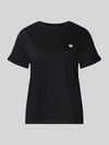 OPUS relaxed fit t-shirt met motiefstitching model 'Serz' Zwart