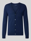 Christian Berg Men Cardigan aus Woll-Mix mit V-Ausschnitt Dunkelblau Melange