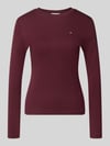 Tommy Hilfiger Slim Fit Langarmshirt aus reiner Baumwolle Dunkelrot