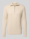 JACK & JONES Premium Gebreide pullover met ribboorden, model 'BLUSEAN' Offwhite gemêleerd