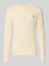 REVIEW Slim Fit Strickpullover reine Baumwolle Ecru