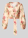 GUESS Cropped Bluse aus Leinen-Viskose-Mix Modell 'SHIRLEY' Rosa