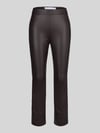 Raffaello Rossi Wide leg kunstleren broek van viscosemix model 'MACY' Donkerbruin