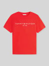 Tommy Hilfiger regular fit T-shirt van puur katoen met logoprint Rood