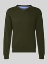 Fynch-Hatton Strickpullover mit Label-Strickerei Khaki