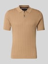 Christian Berg Men Slim Fit Poloshirt in Strick-Optik Sand