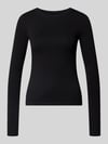 REVIEW Slim fit basic shirt met lange mouwen van katoenmix Zwart