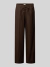 Brax Regular Fit Weite Hose aus reinem Leinen Modell 'FARINA' Schoko