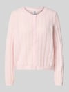 PIECES Regular Fit Strickjacke mit Rundhalsausschnitt Modell 'ADA' Rosa