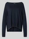 Liu Jo White relaxed fit pullover van viscosemix model 'MAGLIA CHIUSA' Donkerblauw
